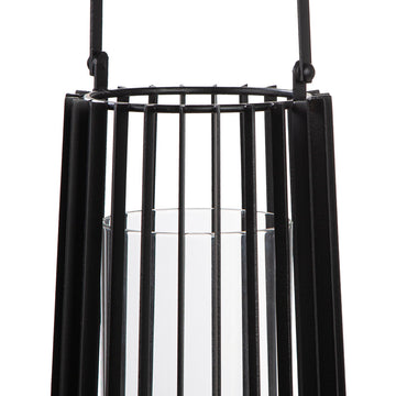 Windlicht – Schwarzes Metall, Mattes Finish, Bügelgriff Design, 32cm Höhe - Porta | Gilde