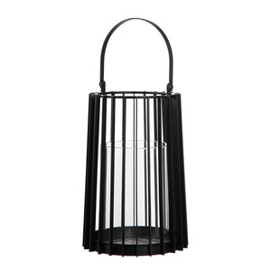 Windlicht – Schwarzes Metall, Mattes Finish, Bügelgriff Design, 40cm Höhe - Porta | Gilde