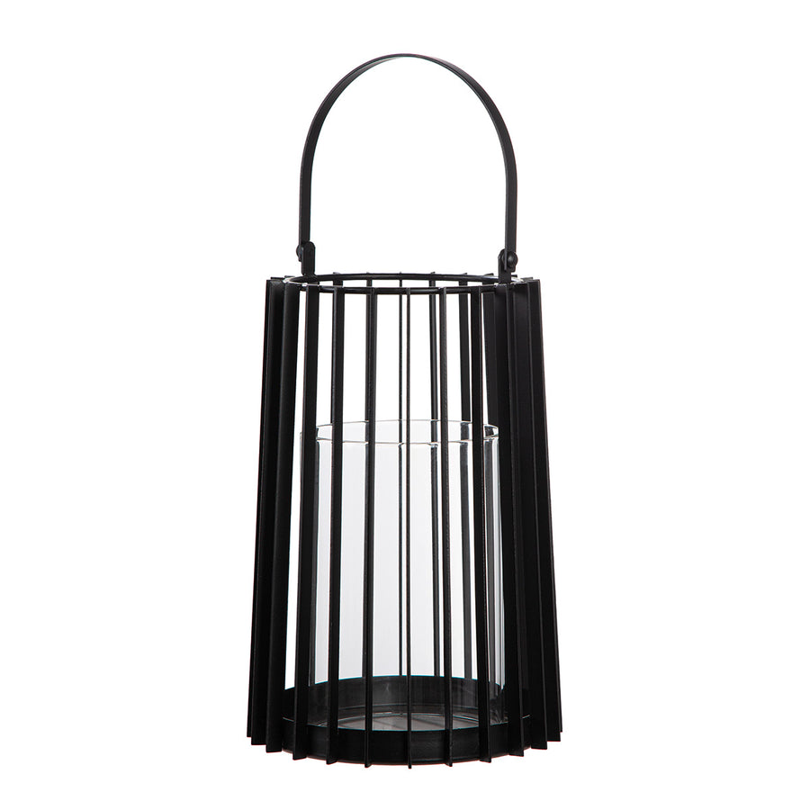 Windlicht – Schwarzes Metall, Mattes Finish, Bügelgriff Design, 40cm Höhe - Porta | Gilde