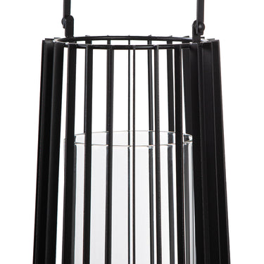 Windlicht – Schwarzes Metall, Mattes Finish, Bügelgriff Design, 40cm Höhe - Porta | Gilde