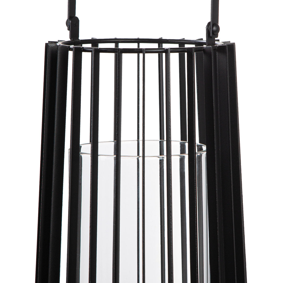 Windlicht – Schwarzes Metall, Mattes Finish, Bügelgriff Design, 40cm Höhe - Porta | Gilde