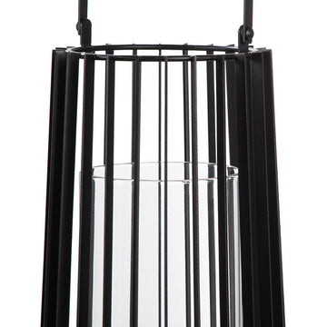 Windlicht – Schwarzes Metall, Mattes Finish, Bügelgriff Design, 40cm Höhe - Porta | Gilde