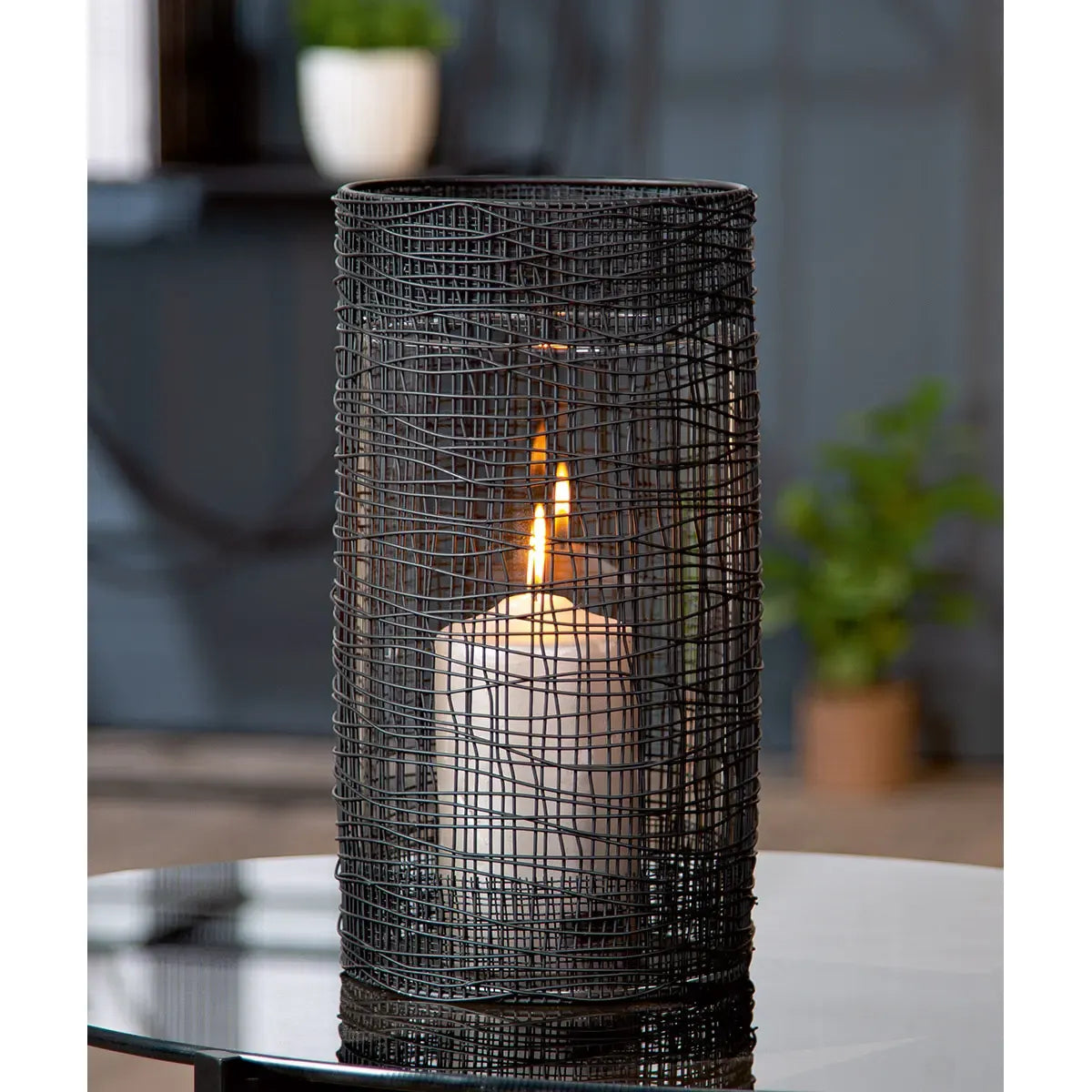 Windlicht – Schwarzes Metall, Matte Optik, Höhe 31 cm - Welding | Gilde