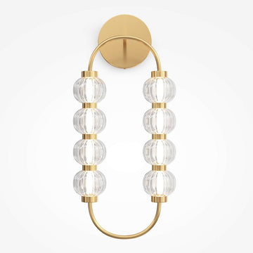 Wandleuchte Gold, gerippte Glaskugeln, LED 3000 K – Amulet - Esszett Luxury | Stilvolles Wohnen mit Charakter