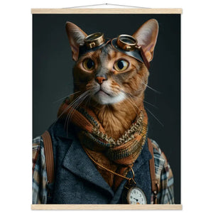 Schulposter – Abessinier Katze, Steampunk-Outfit, antike Taschenuhr | St Tropez Art