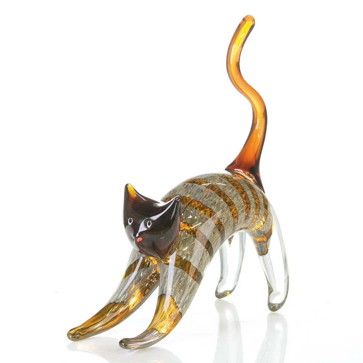 Figur – Graues Glas, Orange Streifen, Katzen Design - Belka | Gilde