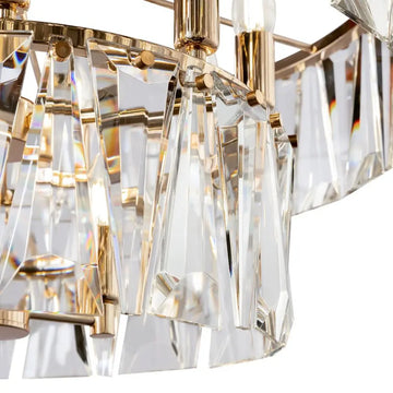 Pendant lamp with chrome-coloured metal frame and graduated crystal elements (12 × E14) – Puntes | Maytoni