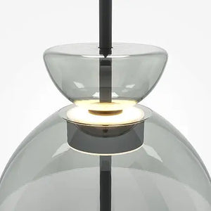 Pendant Lamp Matte Black Metal Frame Smoke Grey Oval Glass LED 12W 3000K – Bangkok | Maytoni