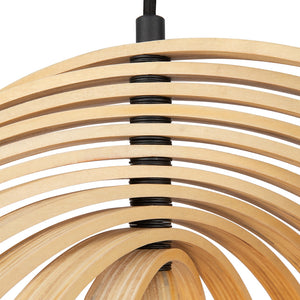 Pendelleuchte – Schwarzes Metall, Holzschirm, Kugel Design, E27 Fassung, IP20 Schutz, Ø50 cm - Roots | Maytoni