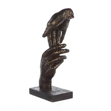 Skulptur – Bronzene Optik, Strukturierte Oberfläche, Symbolische Hände - Two Hands | Gilde