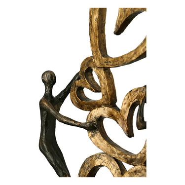 Skulptur – Strukturierte Oberfläche, Bronzene Optik, Goldenes Herz - Herz auf Herz | Gilde