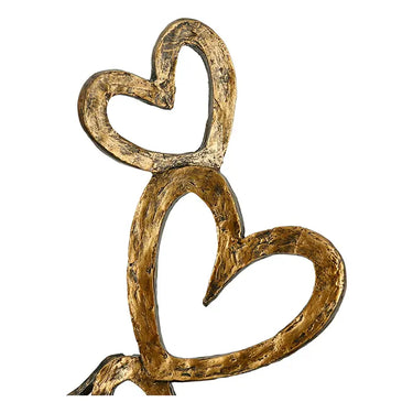 Skulptur – Strukturierte Oberfläche, Bronzene Optik, Goldenes Herz - Herz auf Herz | Gilde