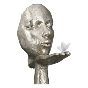 Skulptur – Antike Oberfläche, Silberne Optik, Ausdrucksstarkes Gesicht - Desire | Gilde