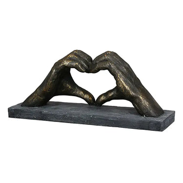 Skulptur – Bronzene Optik, Strukturierte Oberfläche, Symbolisches Herz - Herz aus Händen | Gilde