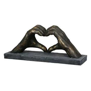 Skulptur – Strukturierte Oberfläche, Bronzefarbene Gestaltung, Herzförmiges Motiv, 36 cm - Herz aus Händen | Gilde