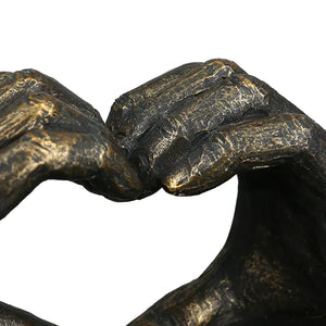 Skulptur – Strukturierte Oberfläche, Bronzefarbene Gestaltung, Herzförmiges Motiv, 36 cm - Herz aus Händen | Gilde