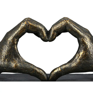 Skulptur – Bronzene Optik, Strukturierte Oberfläche, Symbolisches Herz - Herz aus Händen | Gilde