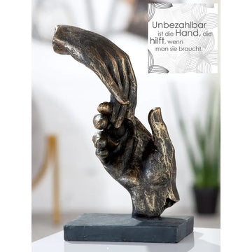 Skulptur – Kunstharz Design, Bronze Optik, Symbolische Hände - Two Hands | Gilde
