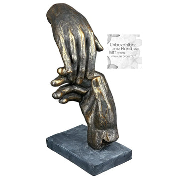 Skulptur – Kunstharz Design, Bronze Optik, Symbolische Hände - Two Hands | Gilde