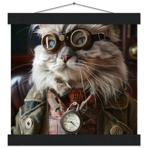 Schulposter – Ragamuffin-Katze Motiv, Steampunk-Kunstmotiv, Magnetische Holzaufhängung | St Tropez Art