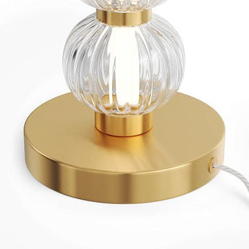 Tischleuchte Metallrahmen gold, gerillte Glaskugeln & integriertes LED – Amulet | Maytoni - Esszett Luxury | Stilvolles Wohnen mit Charakter