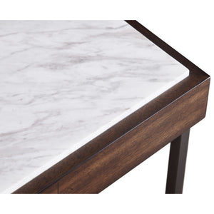 Side Table - Natural Jazz Marble Top, Walnut Veneer, Brushed Stainless Steel Base – Ennis | Modus Furniture International