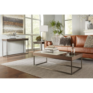 Beistelltisch – Jazz Marmor, Walnussfurnier, Gebürsteter Edelstahl, 63 cm Höhe    - Ennis | Modus Furniture International