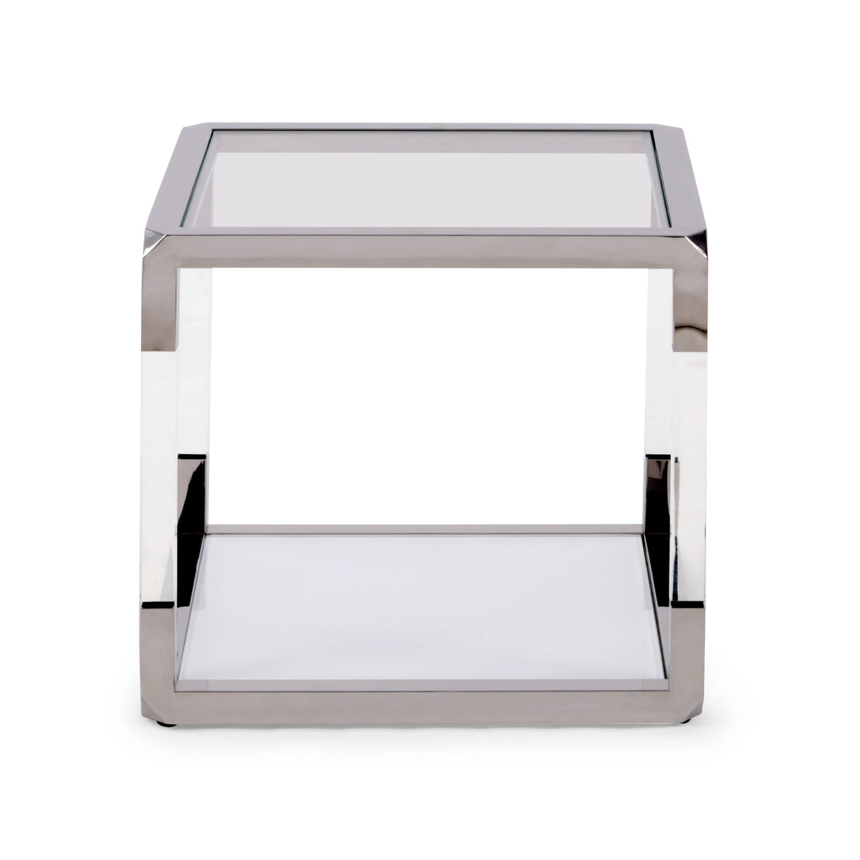 Beistelltisch – Klarglas Platte, Edelstahl Gestell, Acryl Akzente - Jasper | Modus Furniture International