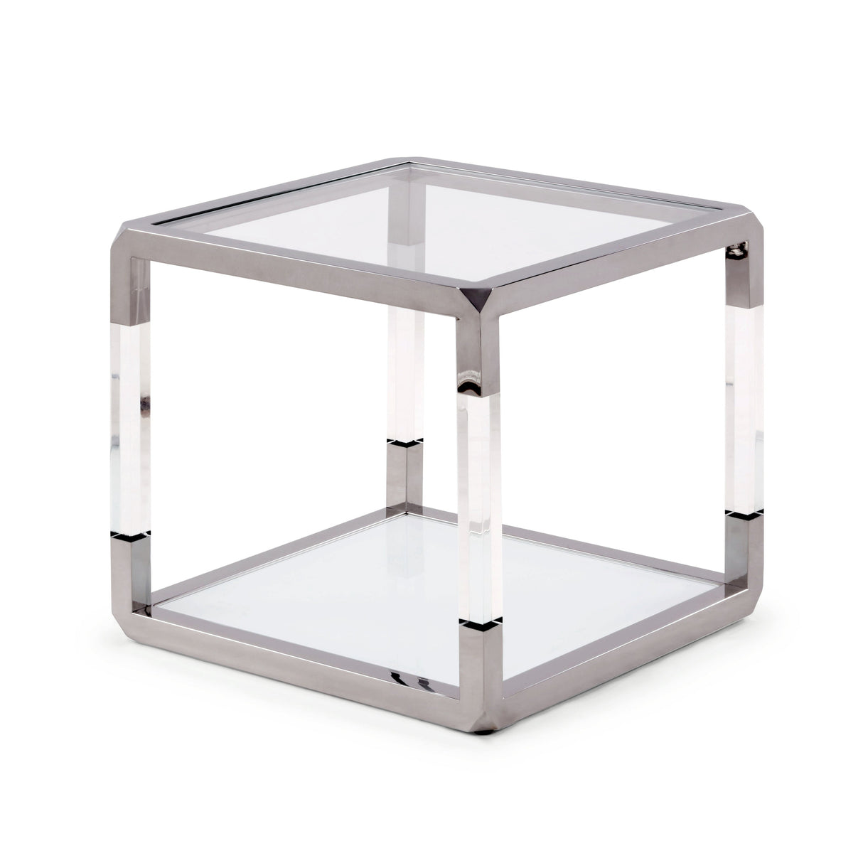 Beistelltisch – Klarglas Platte, Edelstahl Gestell, Acryl Akzente - Jasper | Modus Furniture International