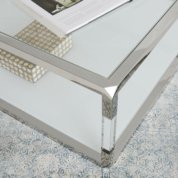 Beistelltisch – Klarglas Platte, Edelstahl Gestell, Acryl Akzente - Jasper | Modus Furniture International