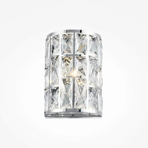 Wall lamp with chrome-colored metal frame and transparent crystal plates – Gelid | Maytoni