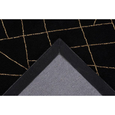 Teppich – Geometrisches Muster, Goldene Linien, Schwarzer Grundton, 160 x 230 cm - Bijou 125 | Kayoom