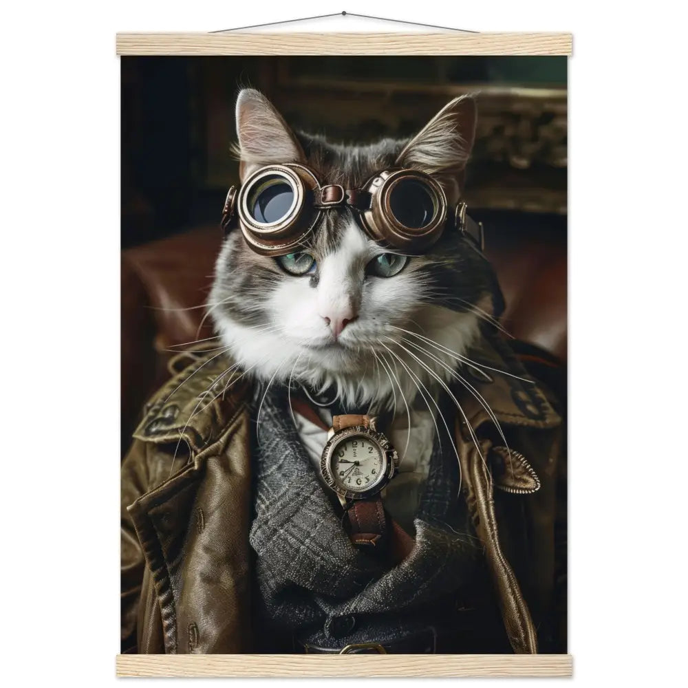 Schulposter – Manx Katze, Steampunk-Outfit, Taschenuhr | St Tropez Art