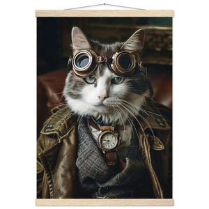 Schulposter – Manx Katze, Steampunk-Outfit, Taschenuhr | St Tropez Art