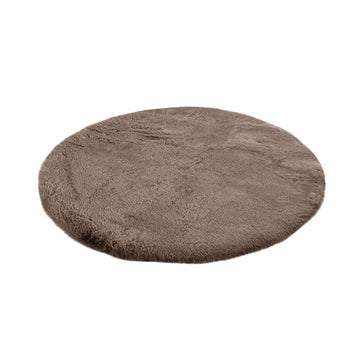 Badematte – Kunstfell Oberfläche, Hoher Flor, Dunkelbeiger Farbton, 100 x 100 cm - Rabbit 225 | Kayoom
