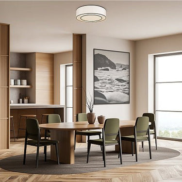 Deckenleuchte mit Grundplatte, Stoffschirm & dekorativem Band – Bergamo | Maytoni - Esszett Luxury | Stilvolles Wohnen mit Charakter