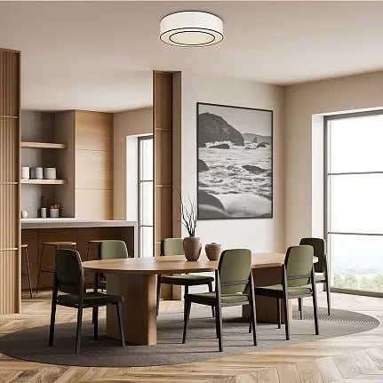 Ceiling Light with Base Plate, Fabric Shade & Decorative Band – Bergamo | Maytoni