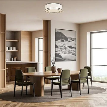 Ceiling Light with Base Plate, Fabric Shade & Decorative Band – Bergamo | Maytoni