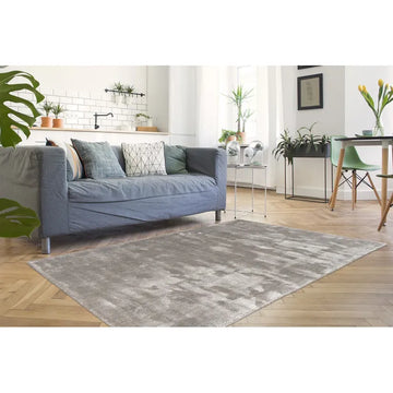 Teppich – Feine Viskose, Baumwollrücken, Silberoptik, 150 cm - Village 125 | Kayoom
