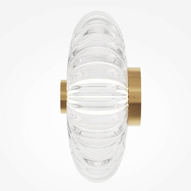 Wandleuchte Gold, gerippte Glaskugel, 8 W LED 3000 K –Amulet