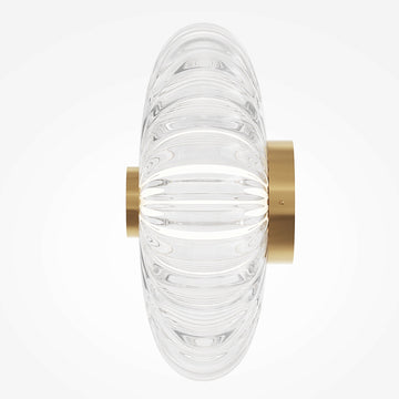 Gold Wall Sconce, Ribbed Glass Globe, 8W LED 3000K –Amulet