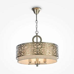 Pendant Light with Brass Metal Frame and Linen Shade in Classic Design – Loris | Maytoni
