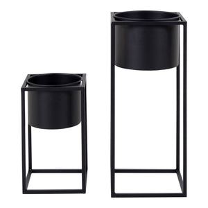 Blumentopf-Set – Schwarzer Stahl, Zweier-Set, Zwei unterschiedliche Höhen - Marla | House Nordic