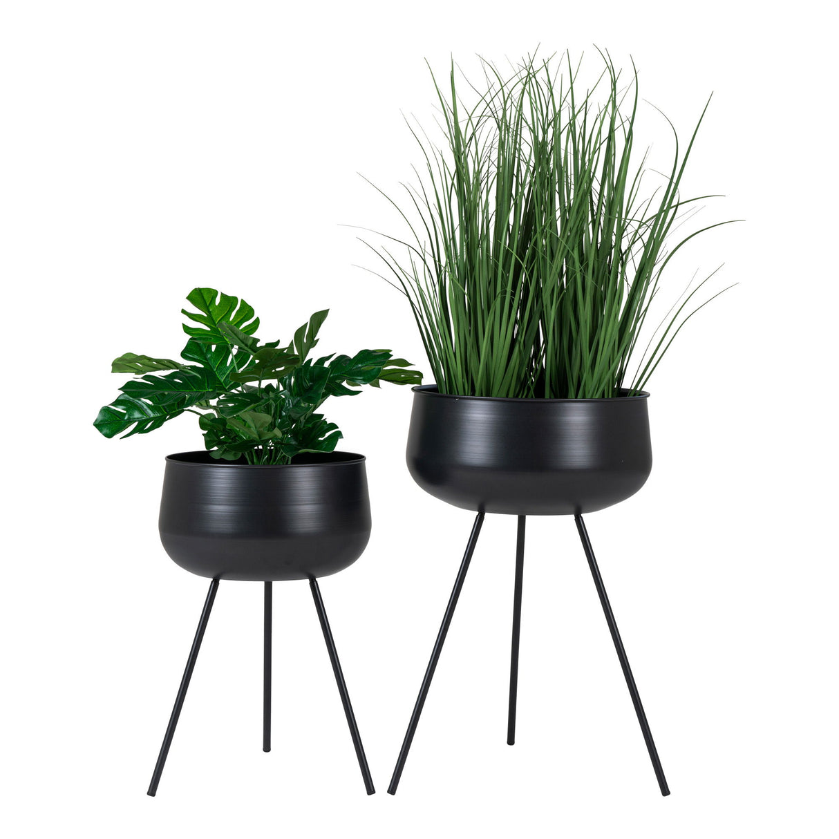 Blumentopf – Schwarzer Stahl, Zweier-Set, Höhenkombination - Ardola | House Nordic