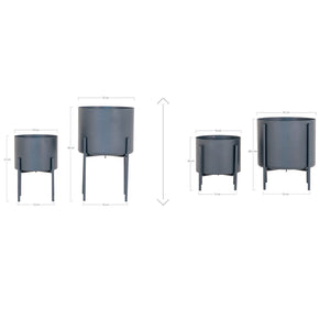 Blumentopf-Set – Grauer Stahl, Zwei Stück, Erhöhte Pflanzenelemente - Pavia | House Nordic