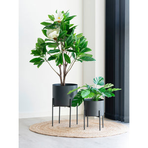 Blumentopf-Set – Grauer Stahl, Zwei Stück, Erhöhte Pflanzenelemente - Pavia | House Nordic