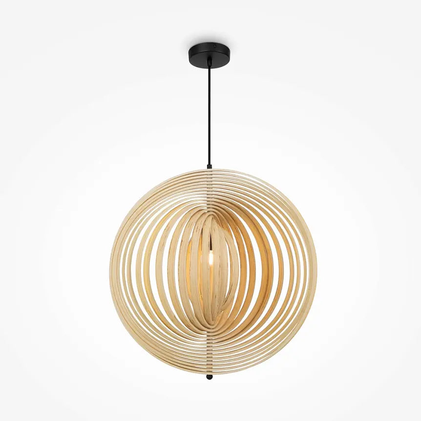 Pendant Lamp Black Metal & Wood Modern Design & Integrated LED – Roots | Maytoni
