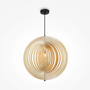 Pendant Lamp Black Metal & Wood Modern Design & Integrated LED – Roots | Maytoni