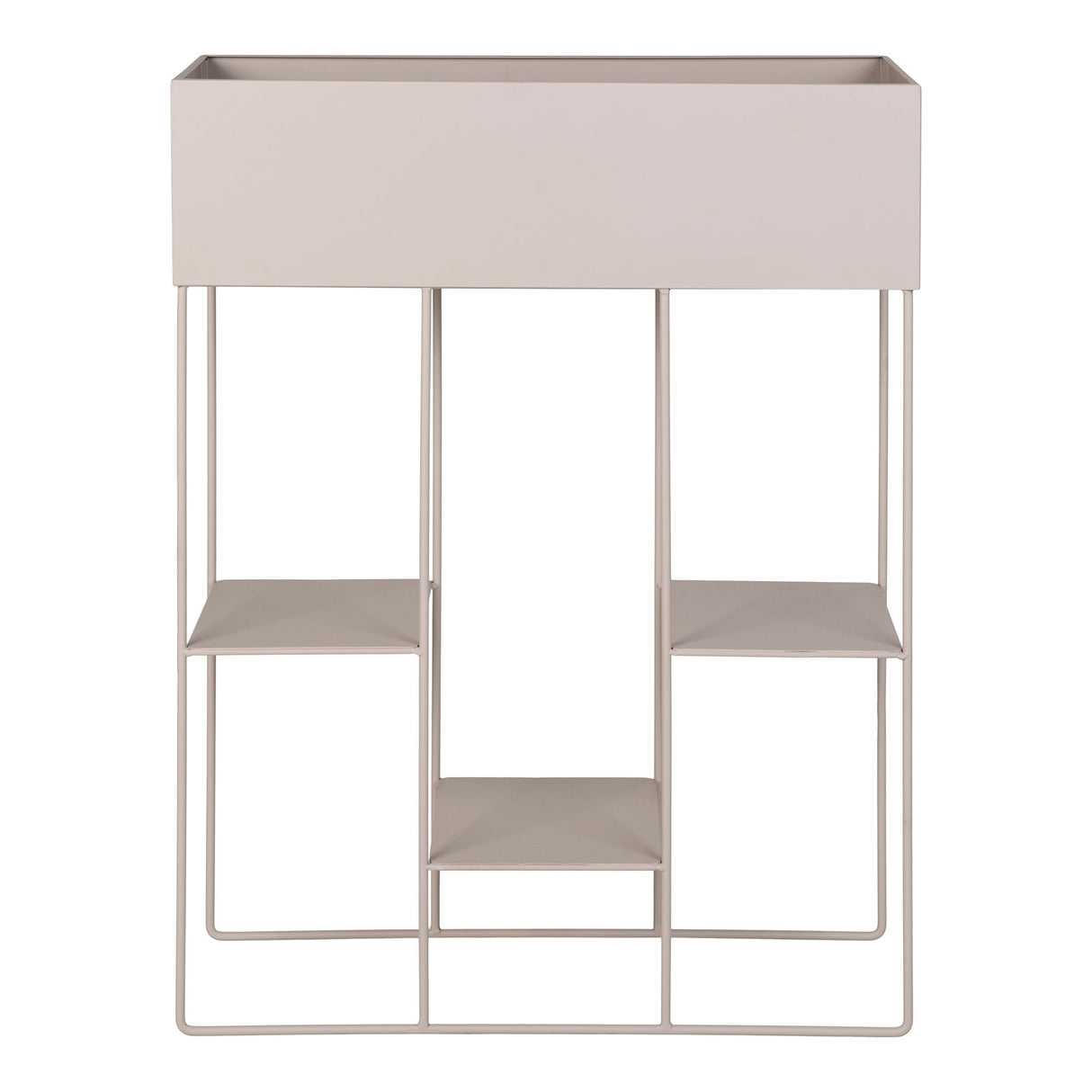 Pflanzgefäß – Sandfarbener Stahl, Drei Ablagen, 80 cm Höhe - Rabo | House Nordic