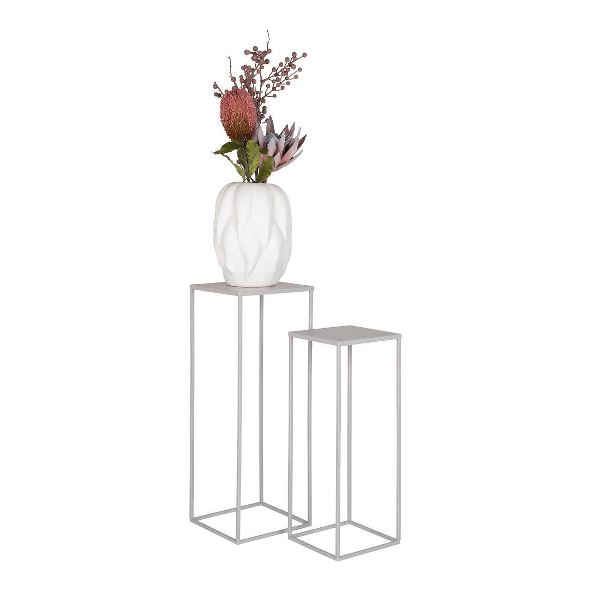 Blumenständer – Grauer Stahl, 2er-Set, 50/60 cm - Beja | House Nordic